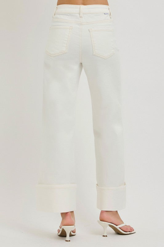 Tummy Control Highrise Crop Wide Pants Wide Cuffed