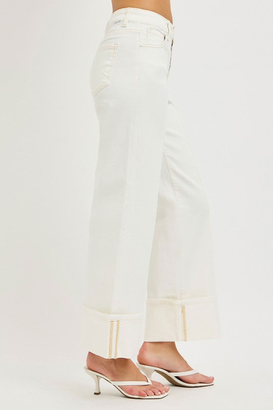 Tummy Control Highrise Crop Wide Pants Wide Cuffed