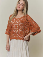 Open-Knit Square Crochet Top