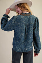 Jacquard Denim Blouse