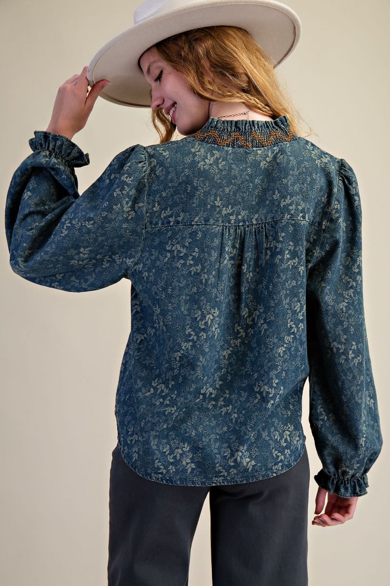 Jacquard Denim Blouse