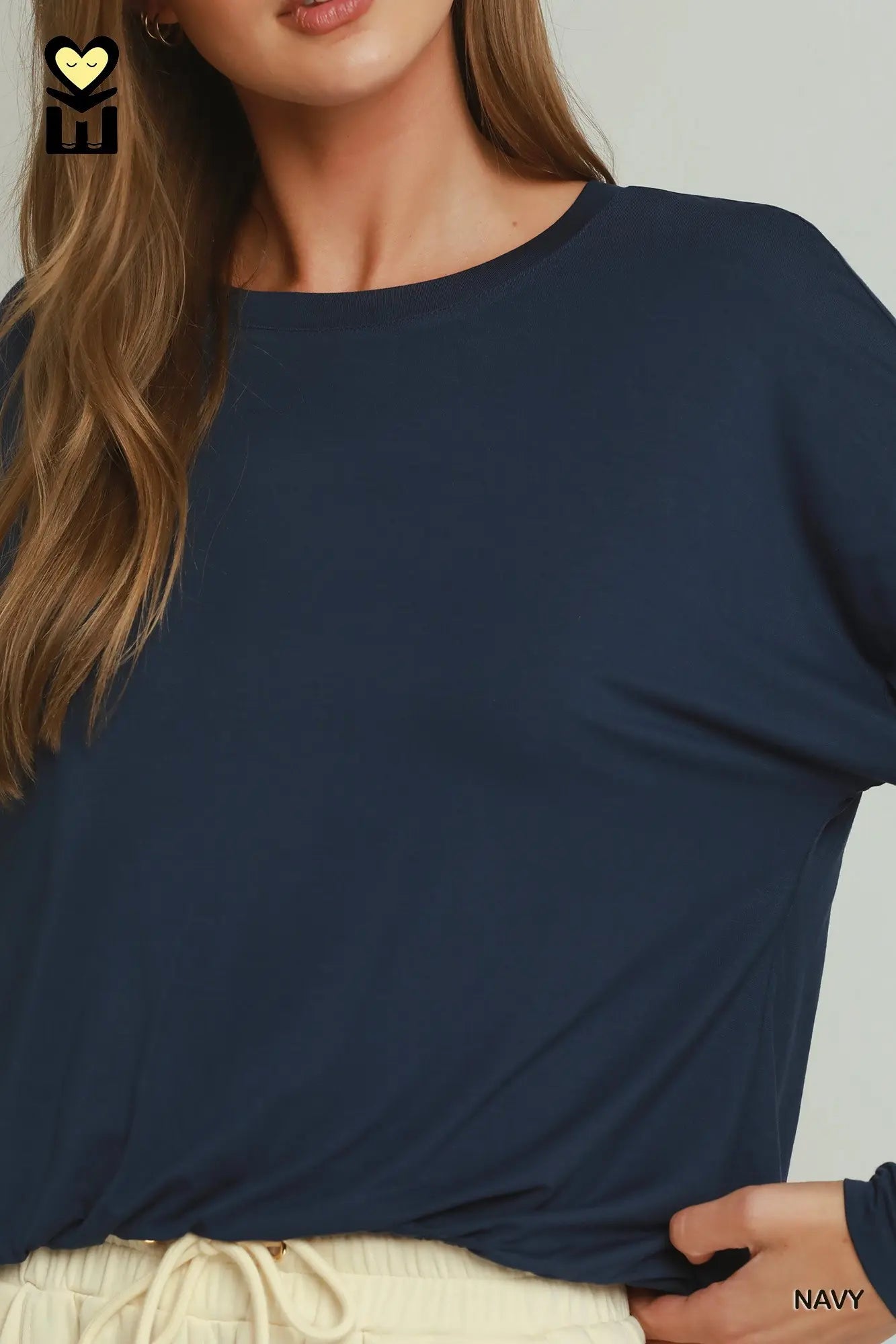 Double Lined Bubble Hem Long Sleeve Top