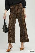 Leopard Print Wide Leg Cropped Pants