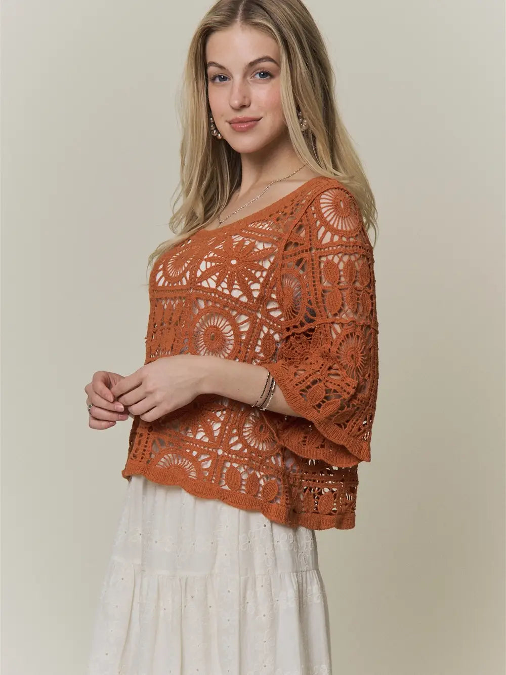 Open-Knit Square Crochet Top