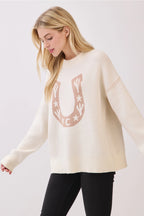 Western Horseshoe Cactus Knit Sweater