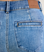 High Waist Denim Column Trouser