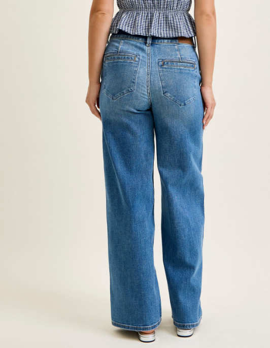 High Waist Denim Column Trouser
