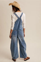 Western Wide-Leg Denim Overalls
