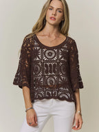 Open-Knit Square Crochet Top
