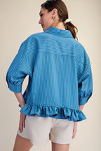 Ruffle Shirt with Collar Neck Button Down