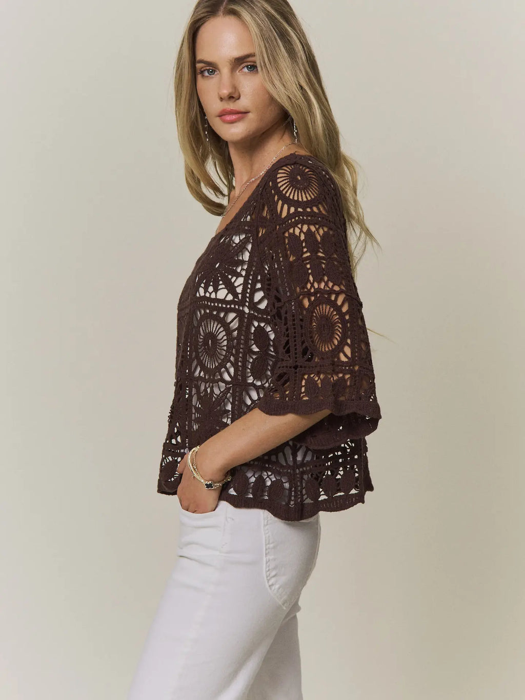 Open-Knit Square Crochet Top