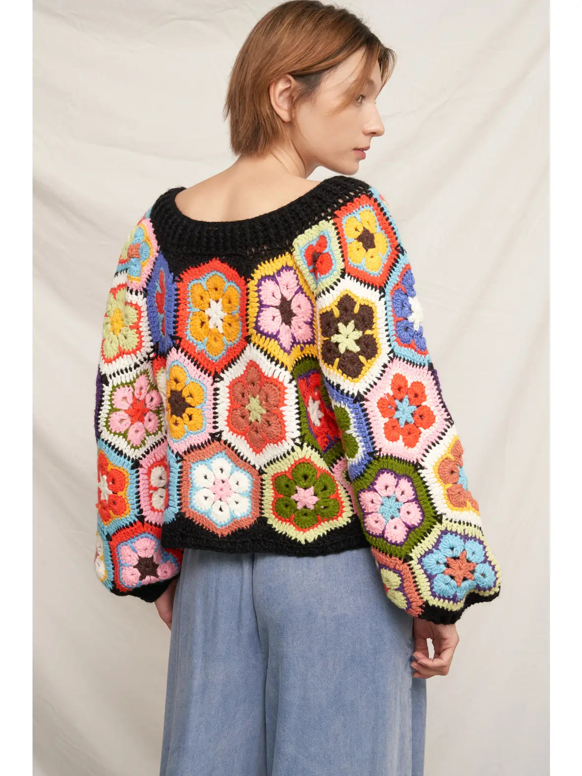 Chunky Oversized Granny Squared Crochet Sweater