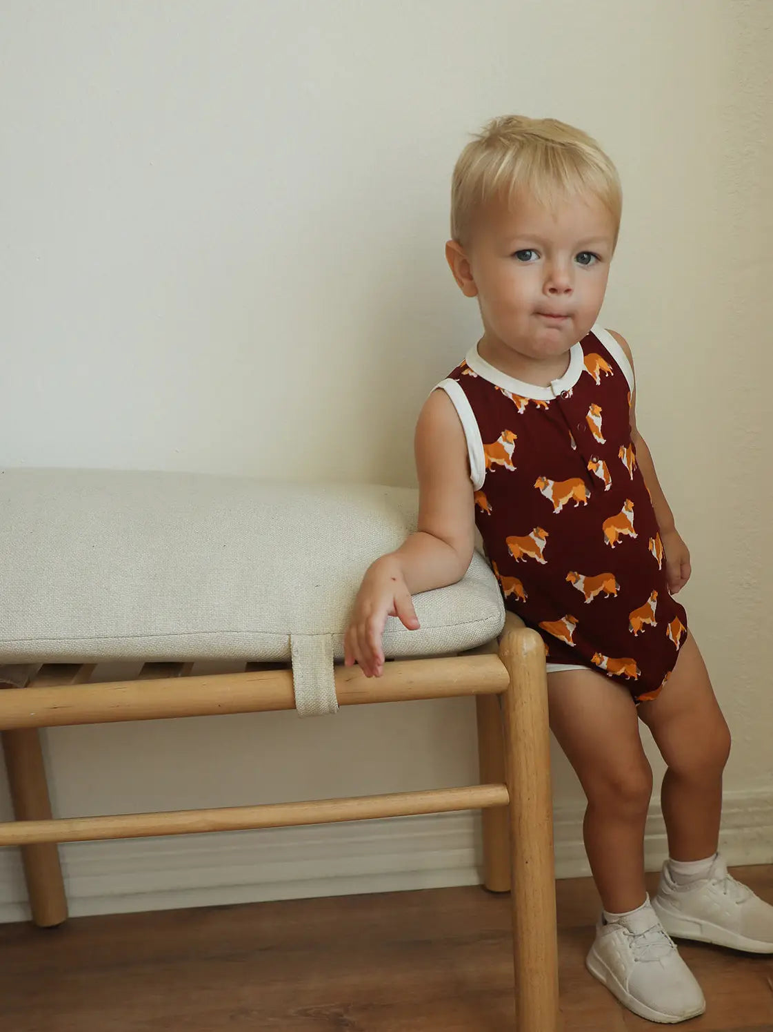 Collie Bambo Henley Onesie With Snaps