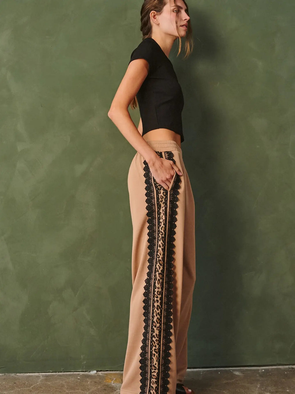 Lace Side-Stripe Sweatpants