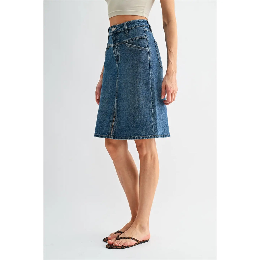 High-Rise Midi Skirt Front Yoke