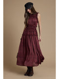 Plaid Ruffle Trim Smocked Maxi Dress