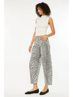 High Rise Leopard Horseshoe Jeans