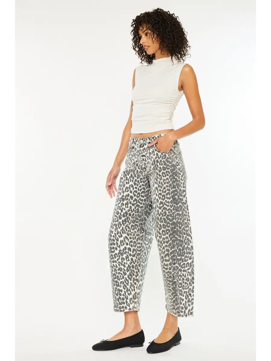 High Rise Leopard Horseshoe Jeans