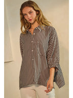 Striped Button Down Oversized Shirt
