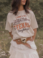 Long Live Willie Nelson & Texas Longhorns Thrifted Tee