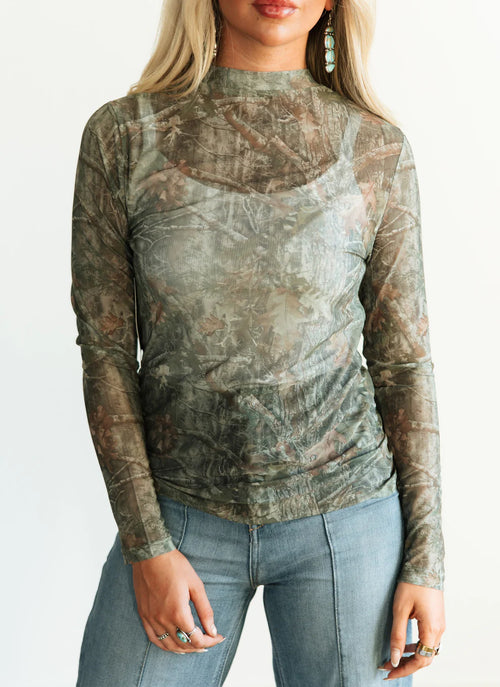Camo Mesh Top