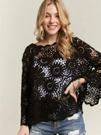 Bell Sleeve Crochet Top Blouse