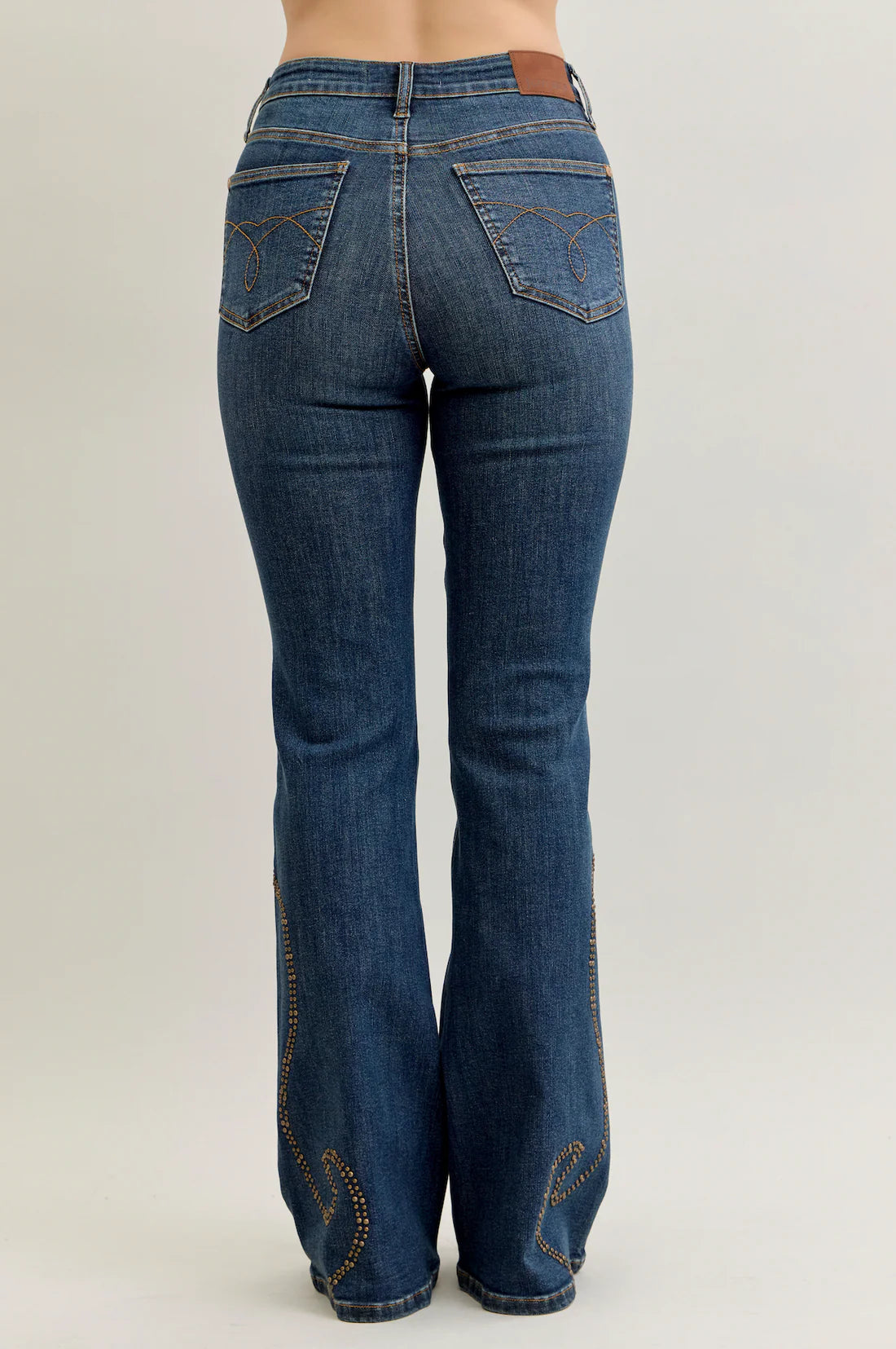 High Waisted Flare Western Stud Detail