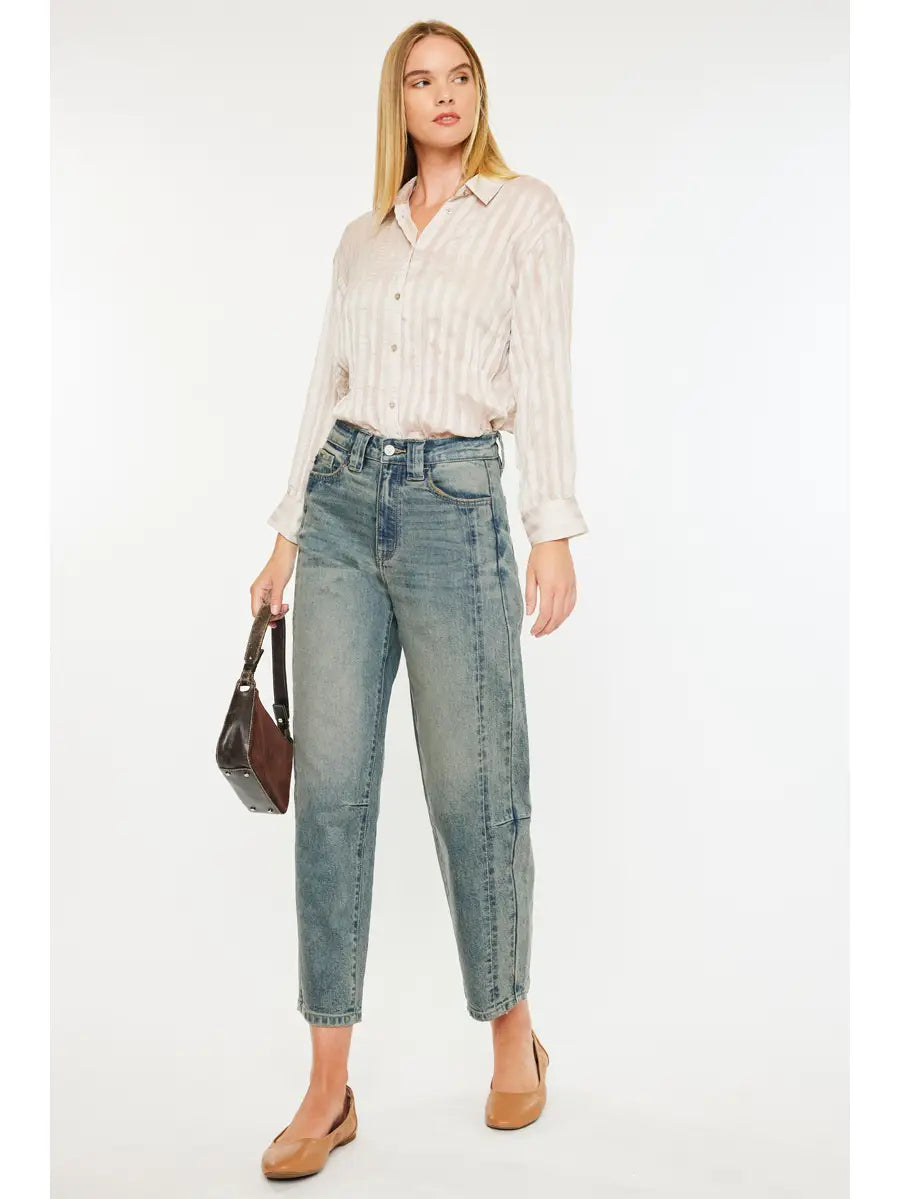 High Rise Slim Barrel Jeans