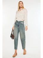 High Rise Slim Barrel Jeans