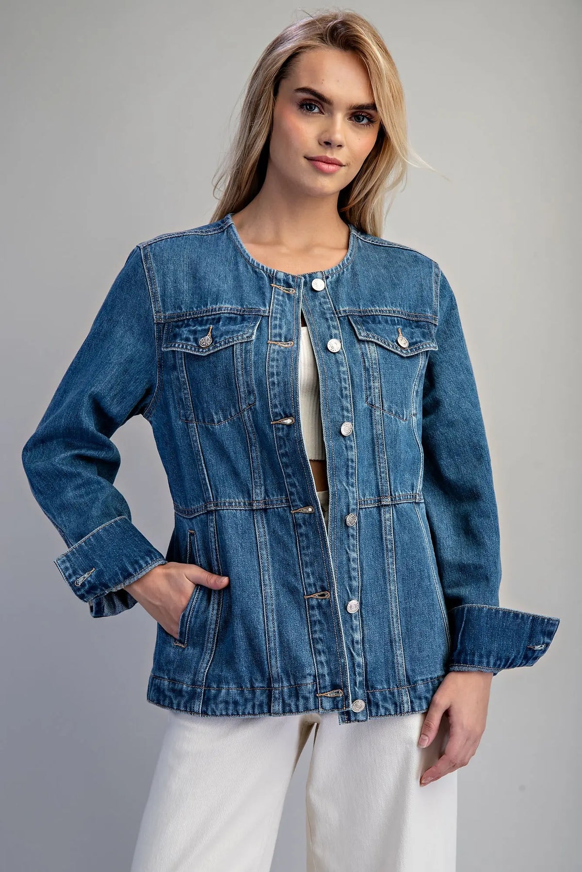 Denim Round Neck Jacket