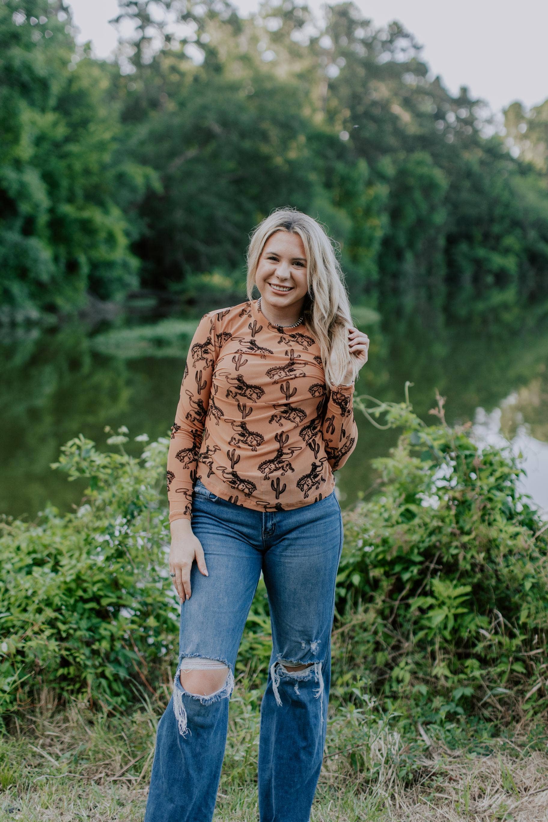 Velvet Mesh Top