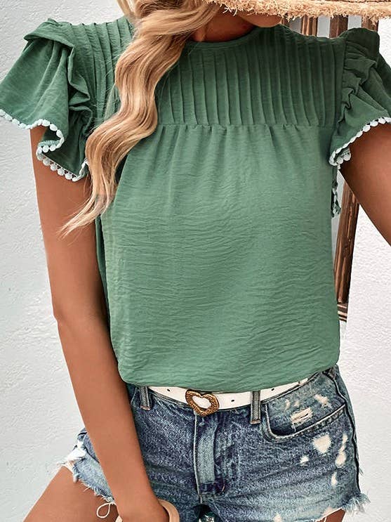 Ruffled Mock Neck Top