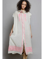 Saint Lucia Embroidered Shirt Dress