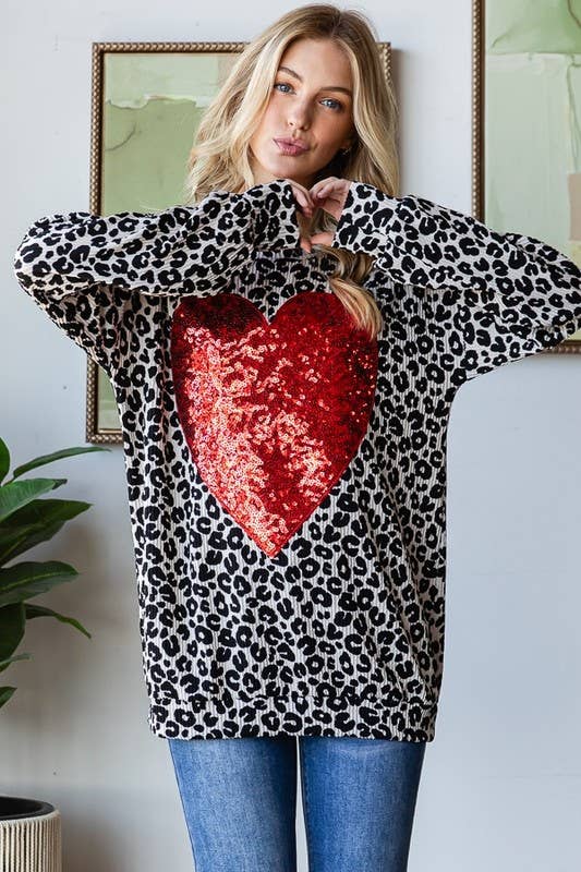 ANIMAL PRINT TOP W/ Heart