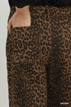 Leopard Print Wide Leg Cropped Pants