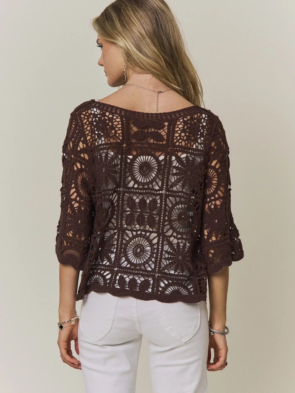 Open-Knit Square Crochet Top