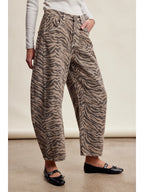 Zebra Print Barrel Jeans
