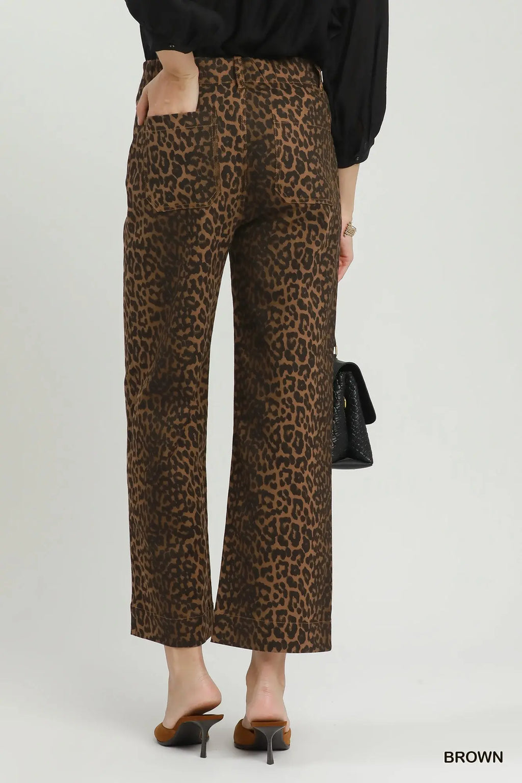 Leopard Print Wide Leg Cropped Pants