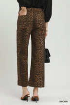 Leopard Print Wide Leg Cropped Pants