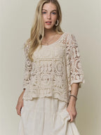 Open-Knit Square Crochet Top