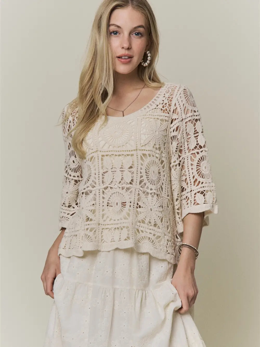 Open-Knit Square Crochet Top