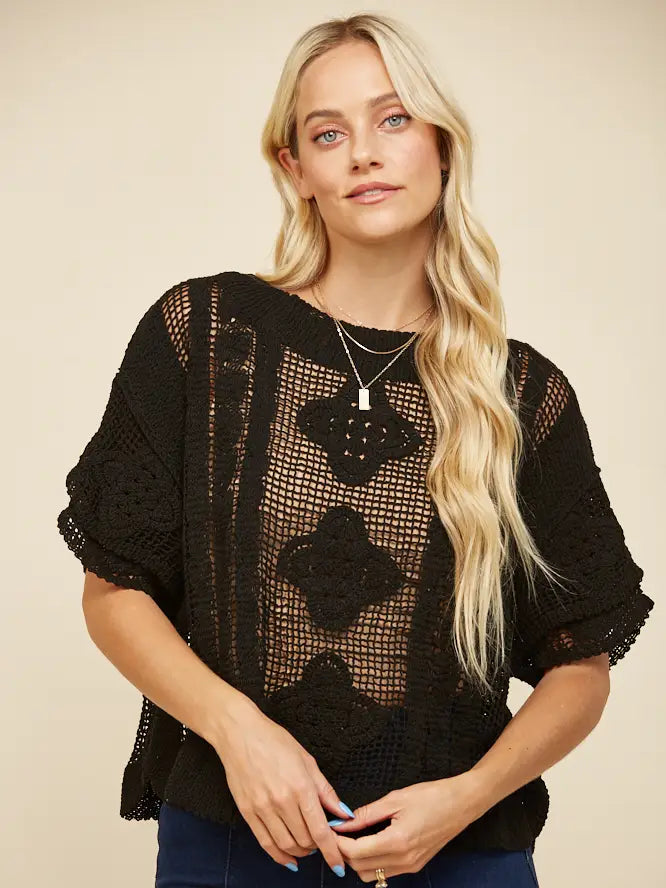 Boho crochet knit top