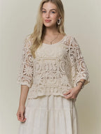 Open-Knit Square Crochet Top