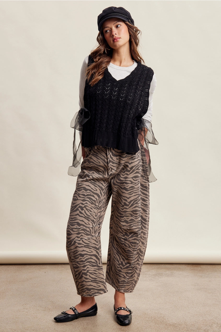 Zebra Print Barrel Jeans