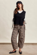 Zebra Print Barrel Jeans