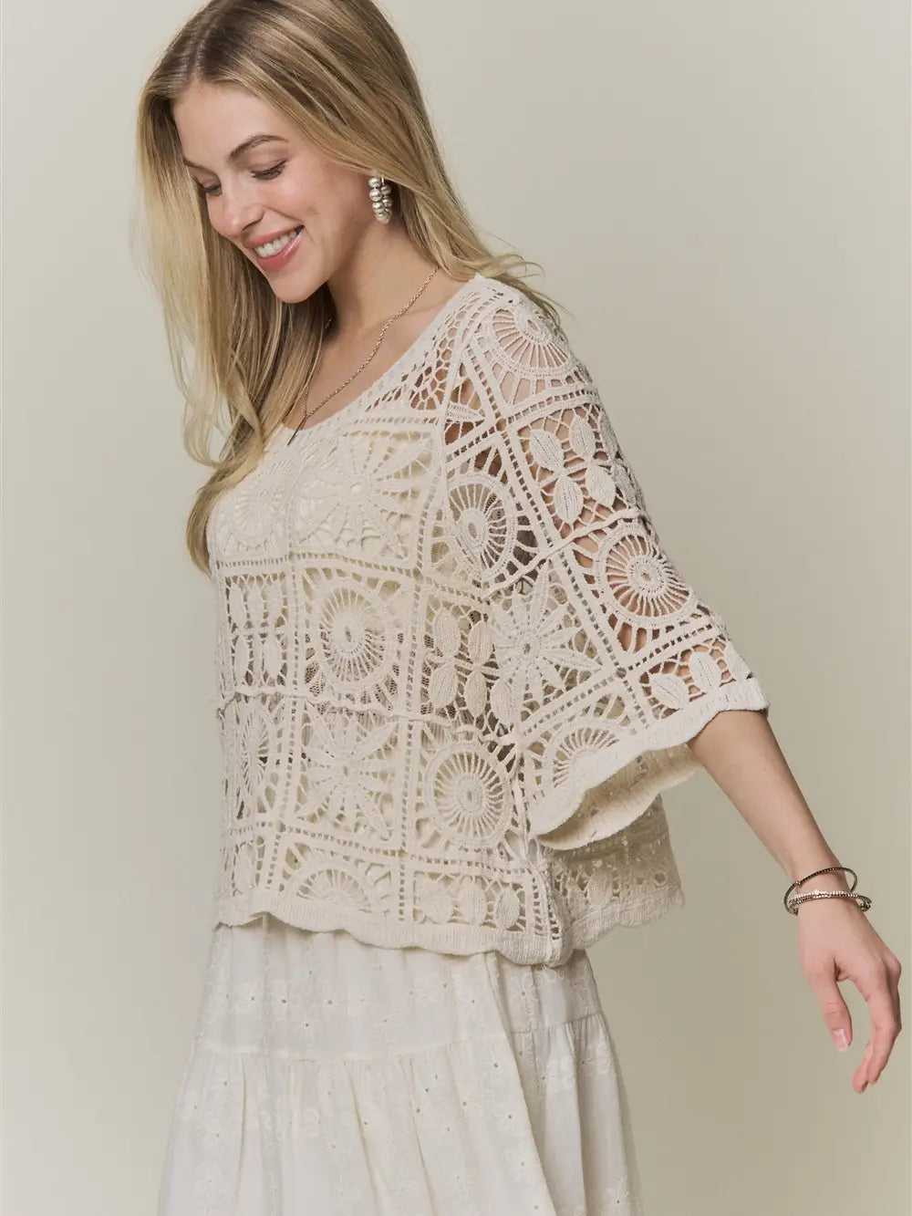 Open-Knit Square Crochet Top