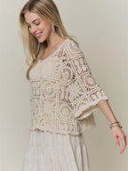 Open-Knit Square Crochet Top