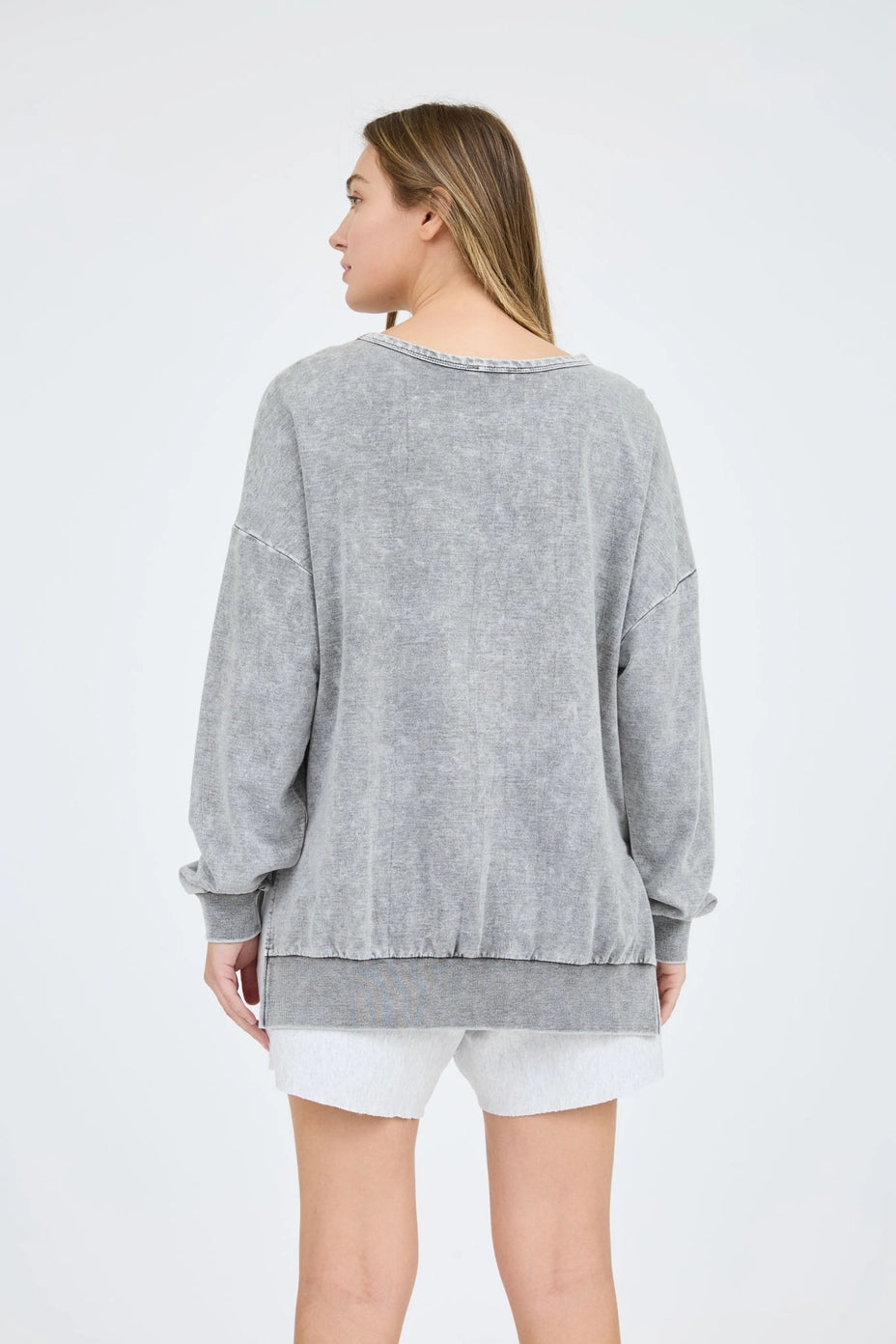 Washed Crewneck Long Sleeve Knit