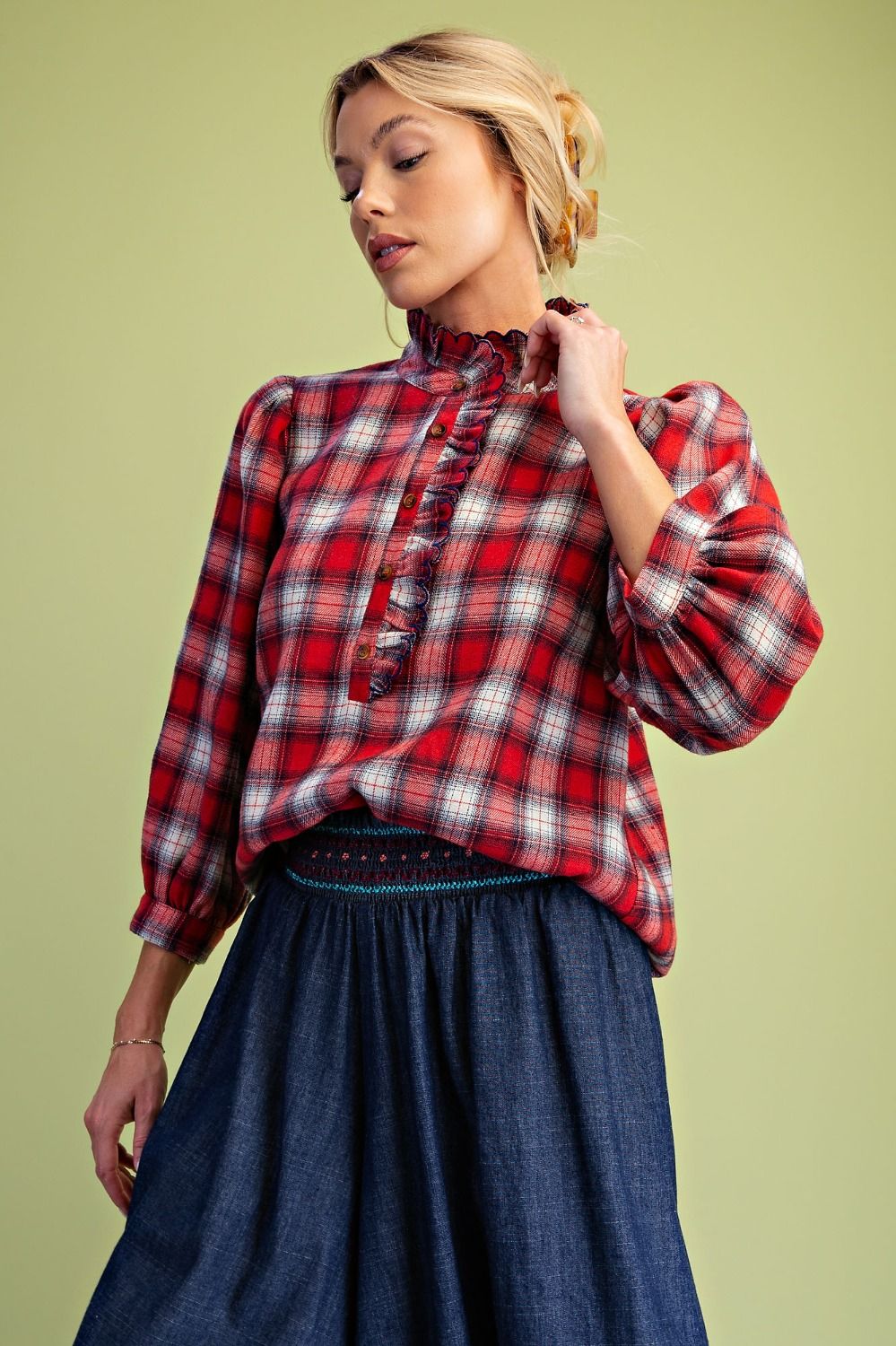 Plaid Soft Washed Top