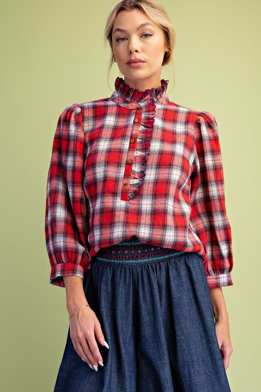 Plaid Soft Washed Top